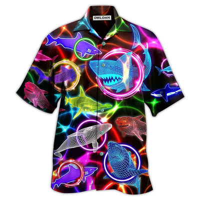 Hawaiian Shirt / Adults / S Shark Loves Circle Neon Style - Hawaiian Shirt - Owls Matrix LTD