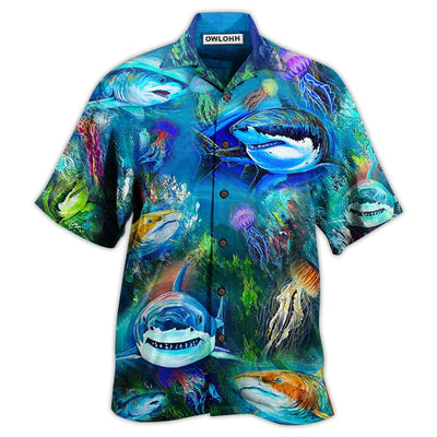 Hawaiian Shirt / Adults / S Shark Over Sea Awesome - Hawaiian Shirt - Owls Matrix LTD