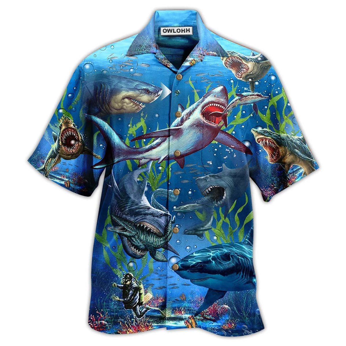 Hawaiian Shirt / Adults / S Shark What If Megalodon Was Alive - Hawaiian Shirt - Owls Matrix LTD
