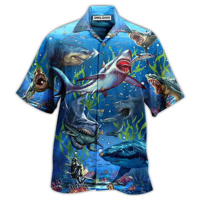 Hawaiian Shirt / Adults / S Shark What If Megalodon Was Alive - Hawaiian Shirt - Owls Matrix LTD