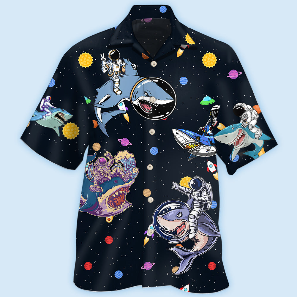 Shark Astronaut Galaxy Sky - Hawaiian shirt - Owls Matrix LTD