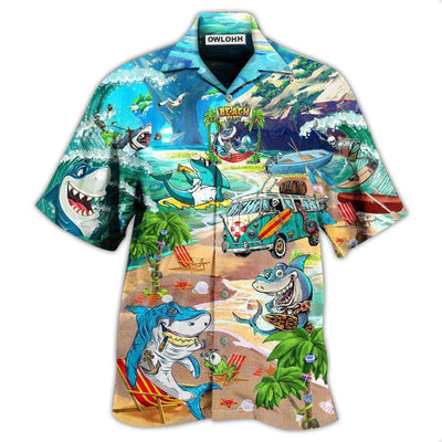 Hawaiian Shirt / Adults / S Shark And Skeletons On Beach Party - Hawaiian Shirt - Owls Matrix LTD