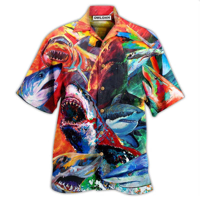 Hawaiian Shirt / Adults / S Shark Colorful Just Wanna Have Fun - Hawaiian Shirt - Owls Matrix LTD