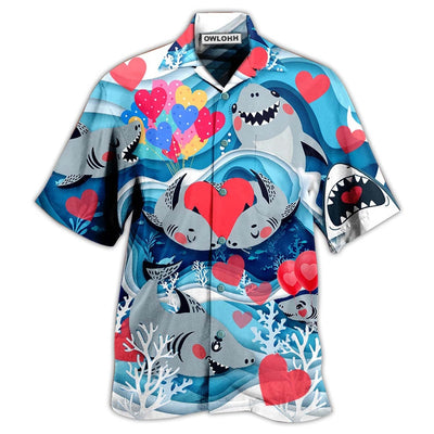 Hawaiian Shirt / Adults / S Shark Couple Love Style - Hawaiian Shirt - Owls Matrix LTD
