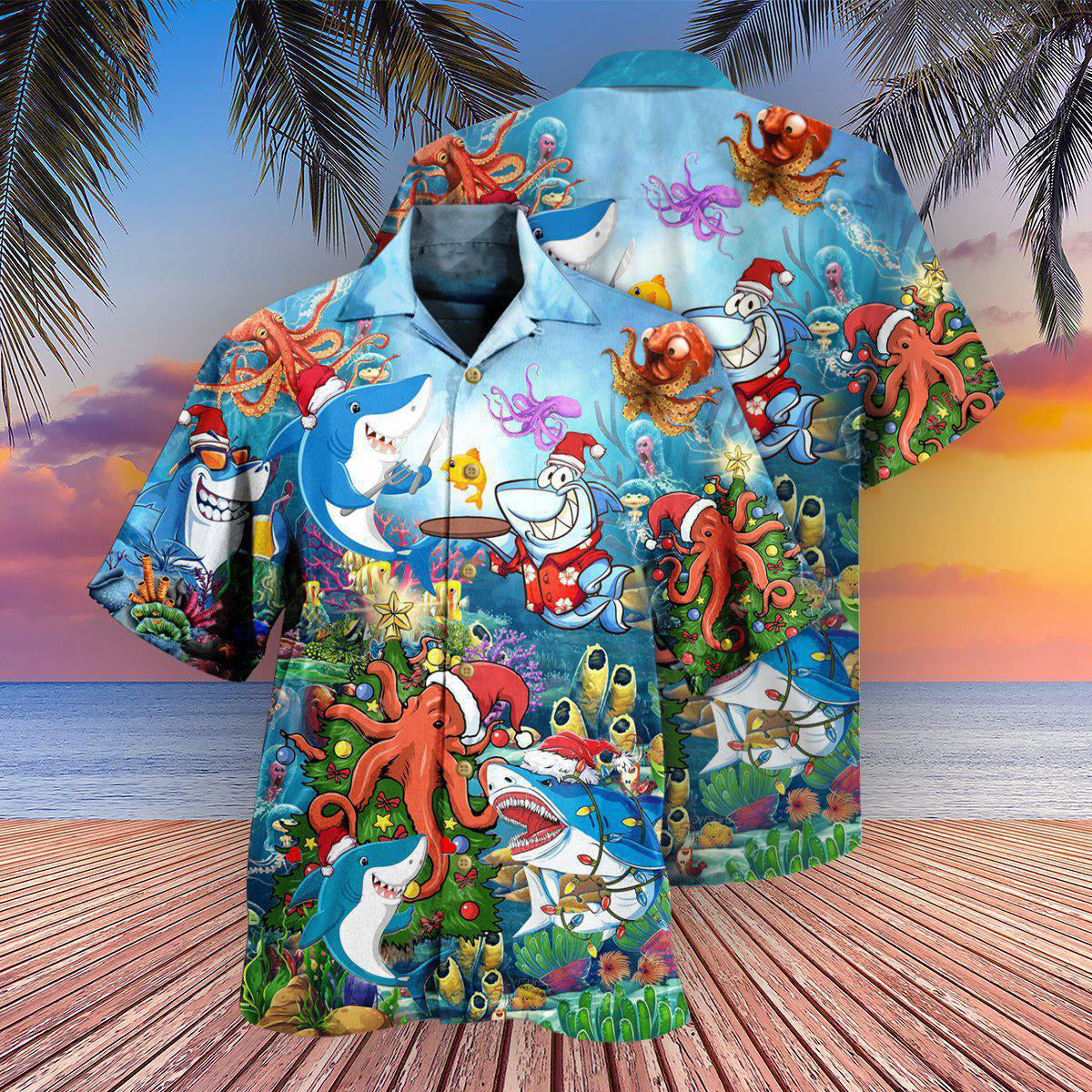 Shark Happy New Year - Hawaiian Shirt - Owls Matrix LTD