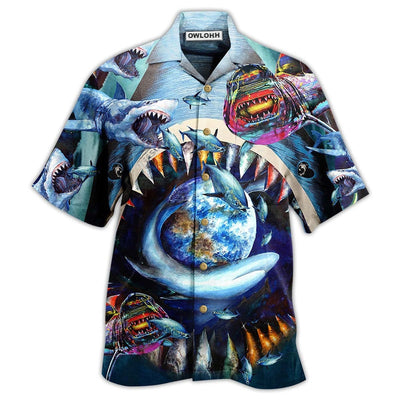 Hawaiian Shirt / Adults / S Shark Love Earth - Hawaiian Shirt - Owls Matrix LTD