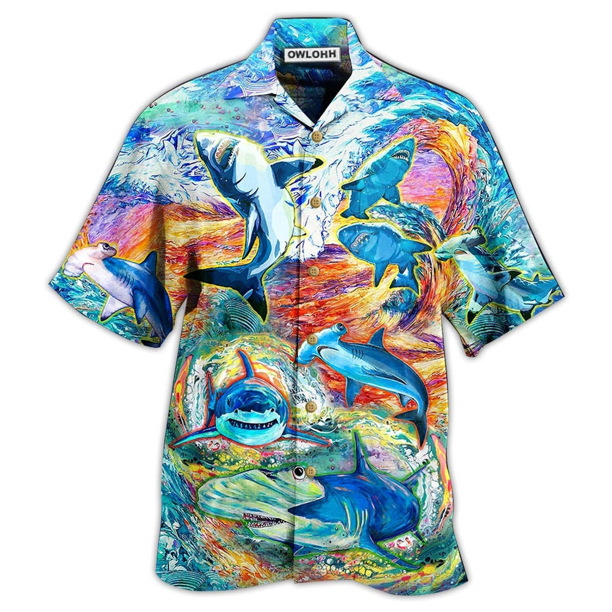 Hawaiian Shirt / Adults / S Shark Painting Color - Hawaiian Shirt - Owls Matrix LTD