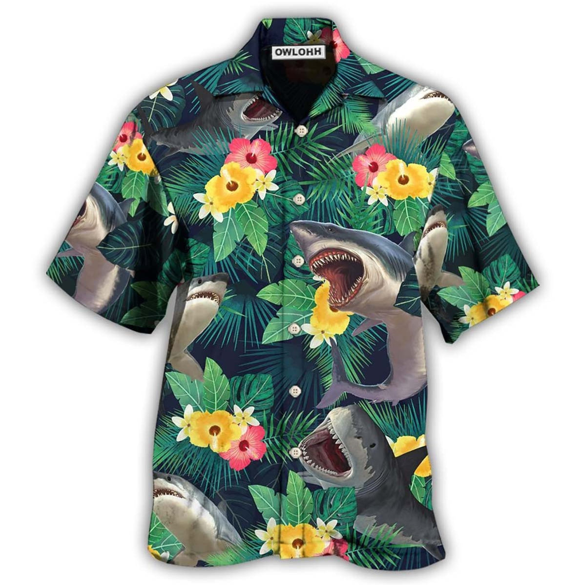 Hawaiian Shirt / Adults / S Shark Tropical Summer Vibes - Hawaiian Shirt - Owls Matrix LTD