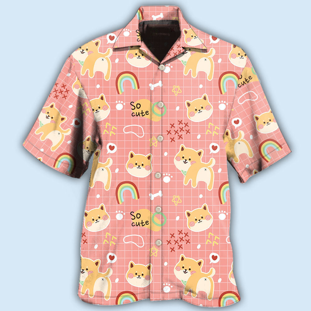 Shiba Inu Cute Cainbow - Hawaiian Shirt - Owls Matrix LTD