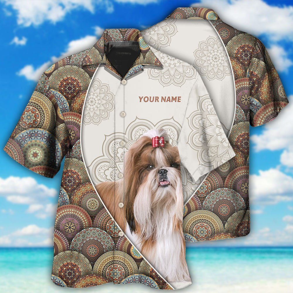 Shih Tzu Mandala Art Pattern Personalized - Hawaiian Shirt - Owls Matrix LTD