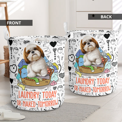 Shih Tzu Love Pattern - Laundry Basket - Owls Matrix LTD