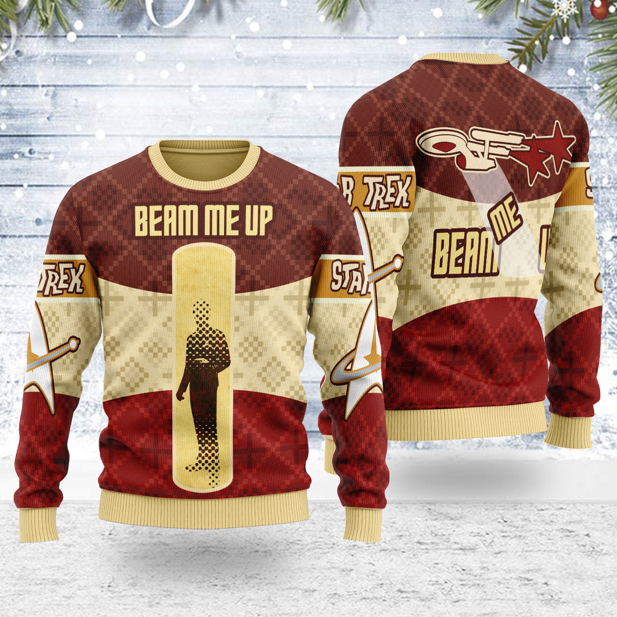 Star Trek Beam Me Up Christmas - Sweater - Ugly Christmas Sweater
