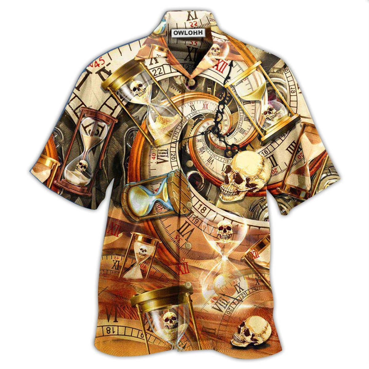 Hawaiian Shirt / Adults / S Skull All Knows Value Of Time - Hawaiian Shirt - Owls Matrix LTD