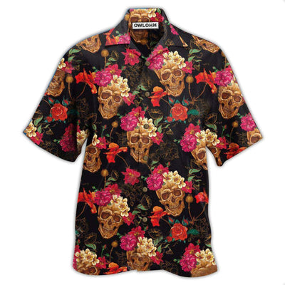 Hawaiian Shirt / Adults / S Skull Amazing Flowers Sugar - Hawaiian Shirt - Owls Matrix LTD