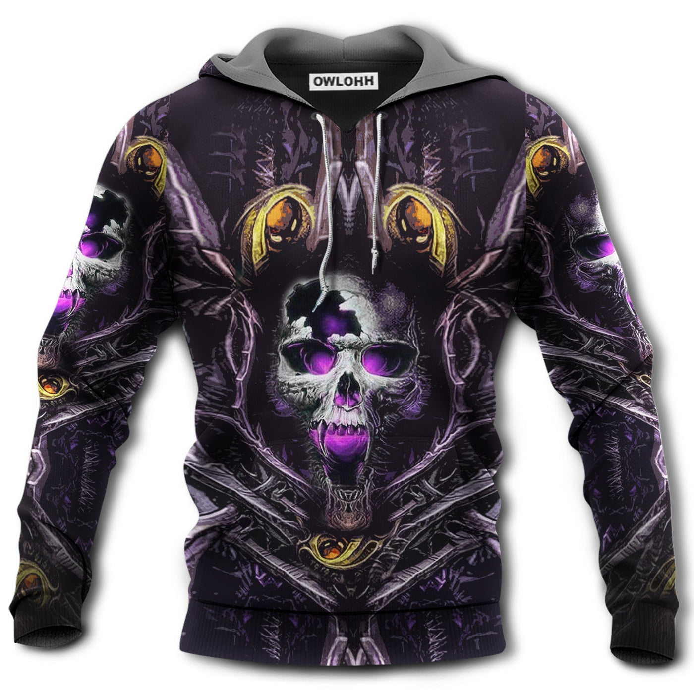 Unisex Hoodie / S Skull Amazing Purple And Yellow - Hoodie - Owls Matrix LTD