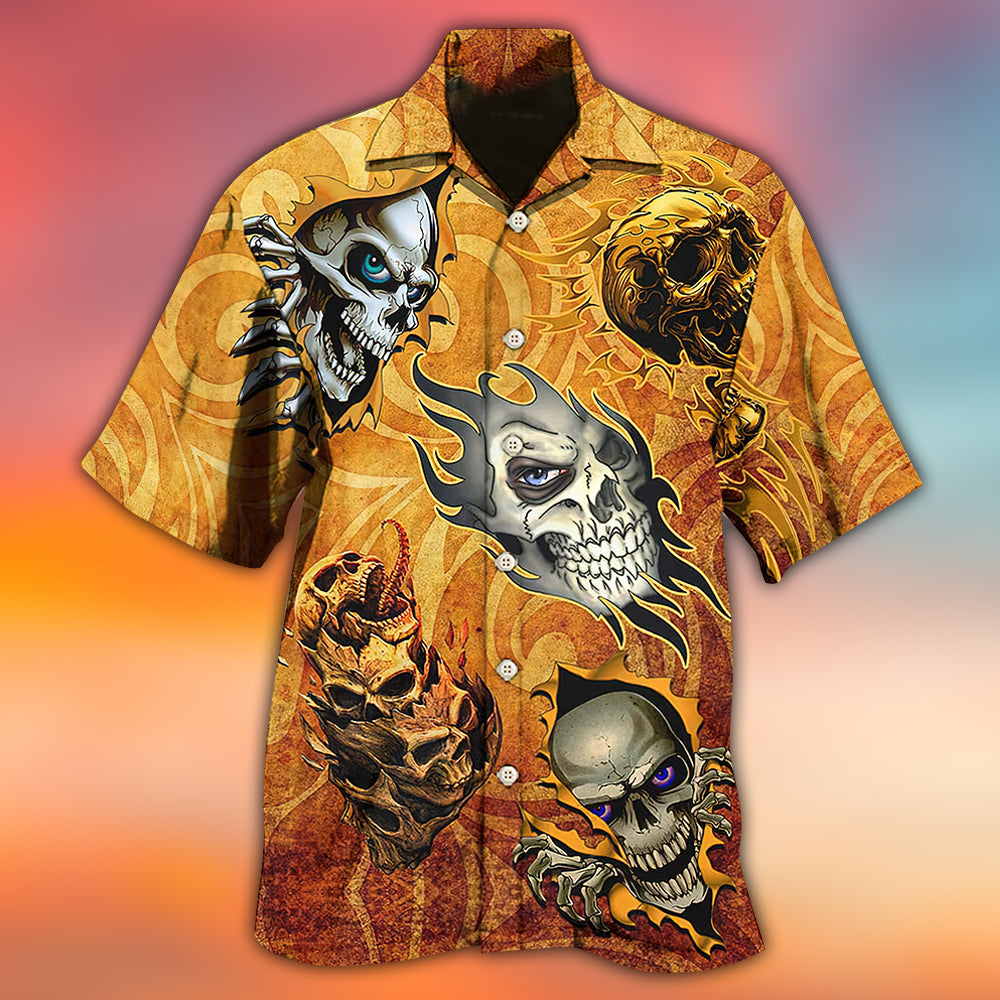 Skull And Fire My Style - Hawaiian Shirt - Owls Matrix LTD