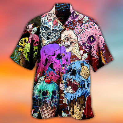 Skull And Ice Cream - Hawaiian Shirt - Owls Matrix LTD