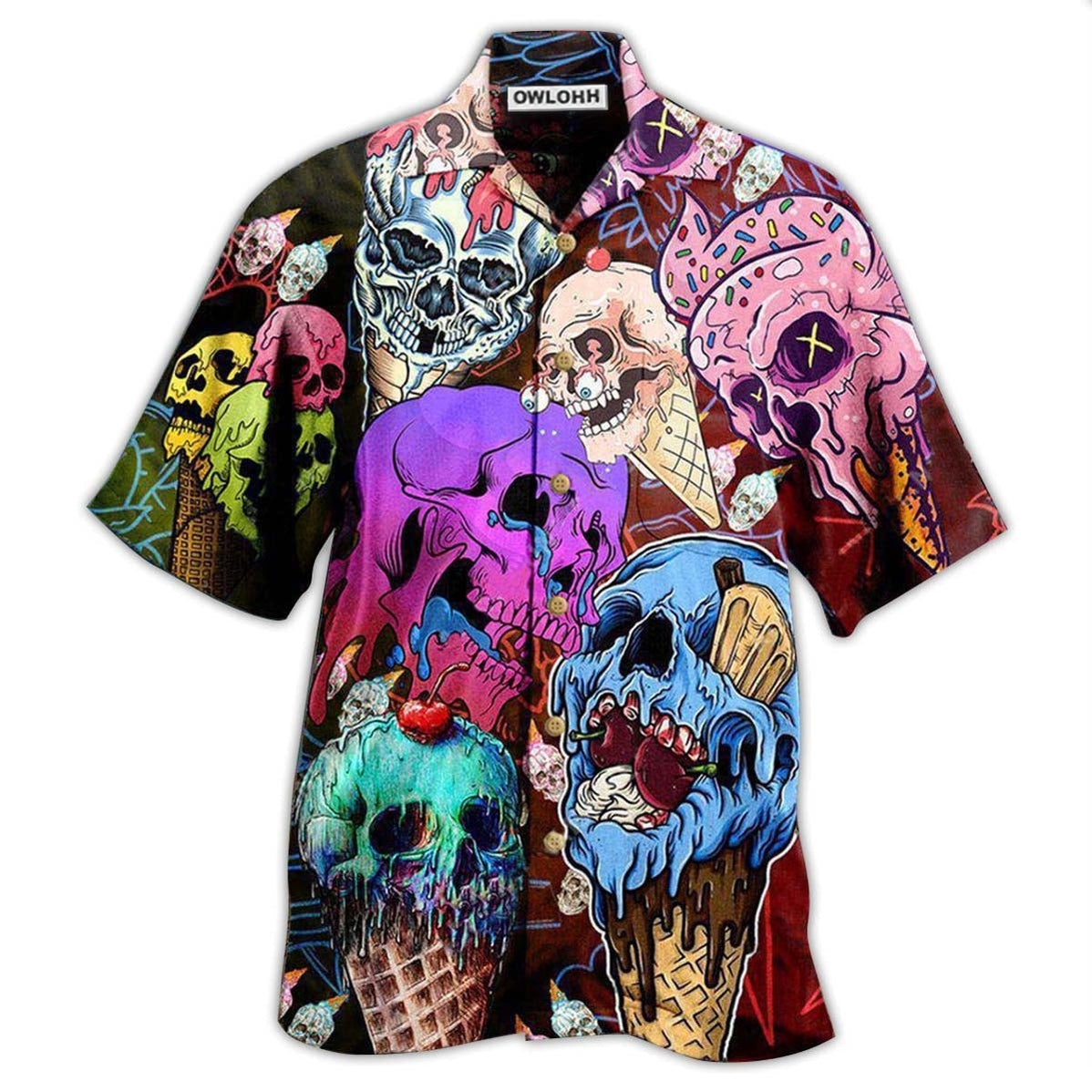 Hawaiian Shirt / Adults / S Skull And Ice Cream - Hawaiian Shirt - Owls Matrix LTD