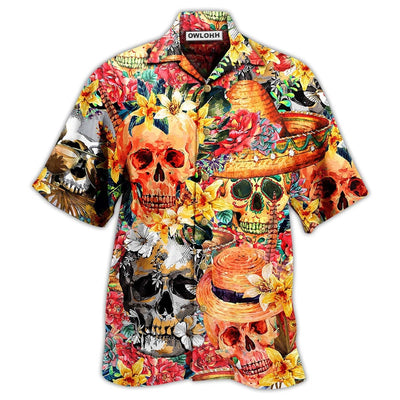 Hawaiian Shirt / Adults / S Skull Beautiful And Flowers - Hawaiian Shirt - Owls Matrix LTD