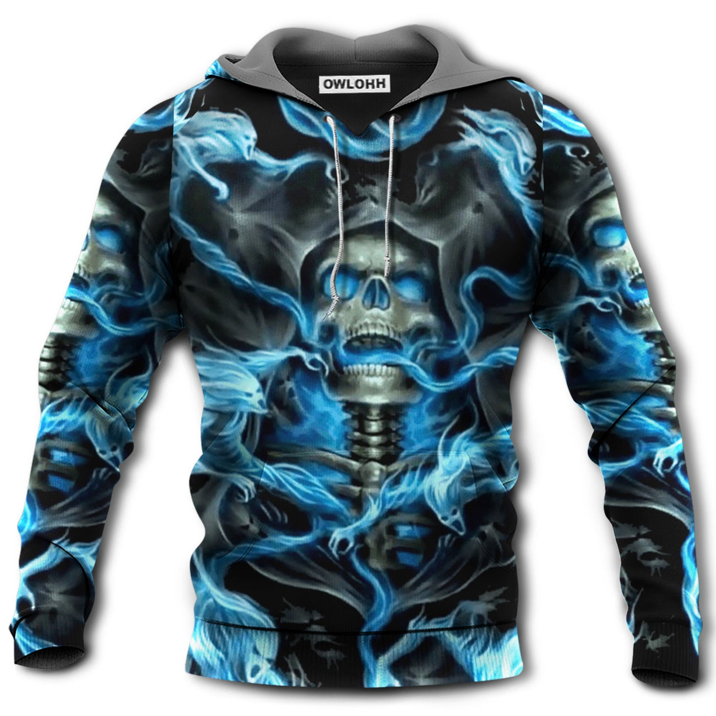 Unisex Hoodie / S Skull Black And Blue Cool - Hoodie - Owls Matrix LTD