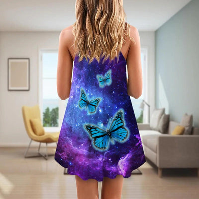 Skull Butterfly Purple Mysterious - Summer Dress - Owls Matrix LTD