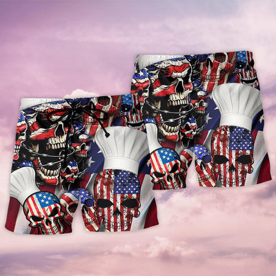 Skull Chef America Independence Day - Beach Short - Owls Matrix LTD