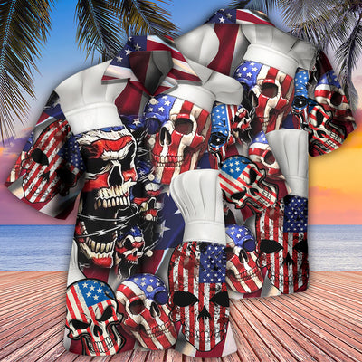 Skull Chef America Independence Day - Hawaiian Shirt - Owls Matrix LTD