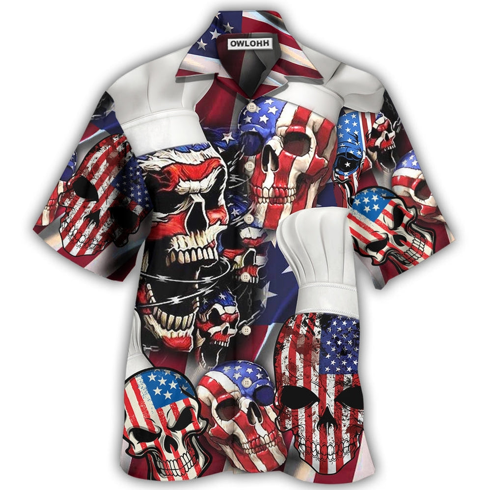 Hawaiian Shirt / Adults / S Skull Chef America Independence Day - Hawaiian Shirt - Owls Matrix LTD