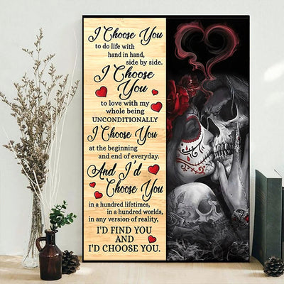 Skull Couple I Choose You - Vertical Poster - Owls Matrix LTD