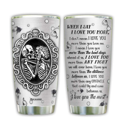 20OZ Skull Couple Love You Metal Style Couple Gift With Sweet Kiss - Tumbler - Owls Matrix LTD