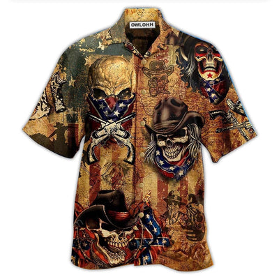 Hawaiian Shirt / Adults / S Cowboy Skull America Vintage Style - Hawaiian Shirt - Owls Matrix LTD
