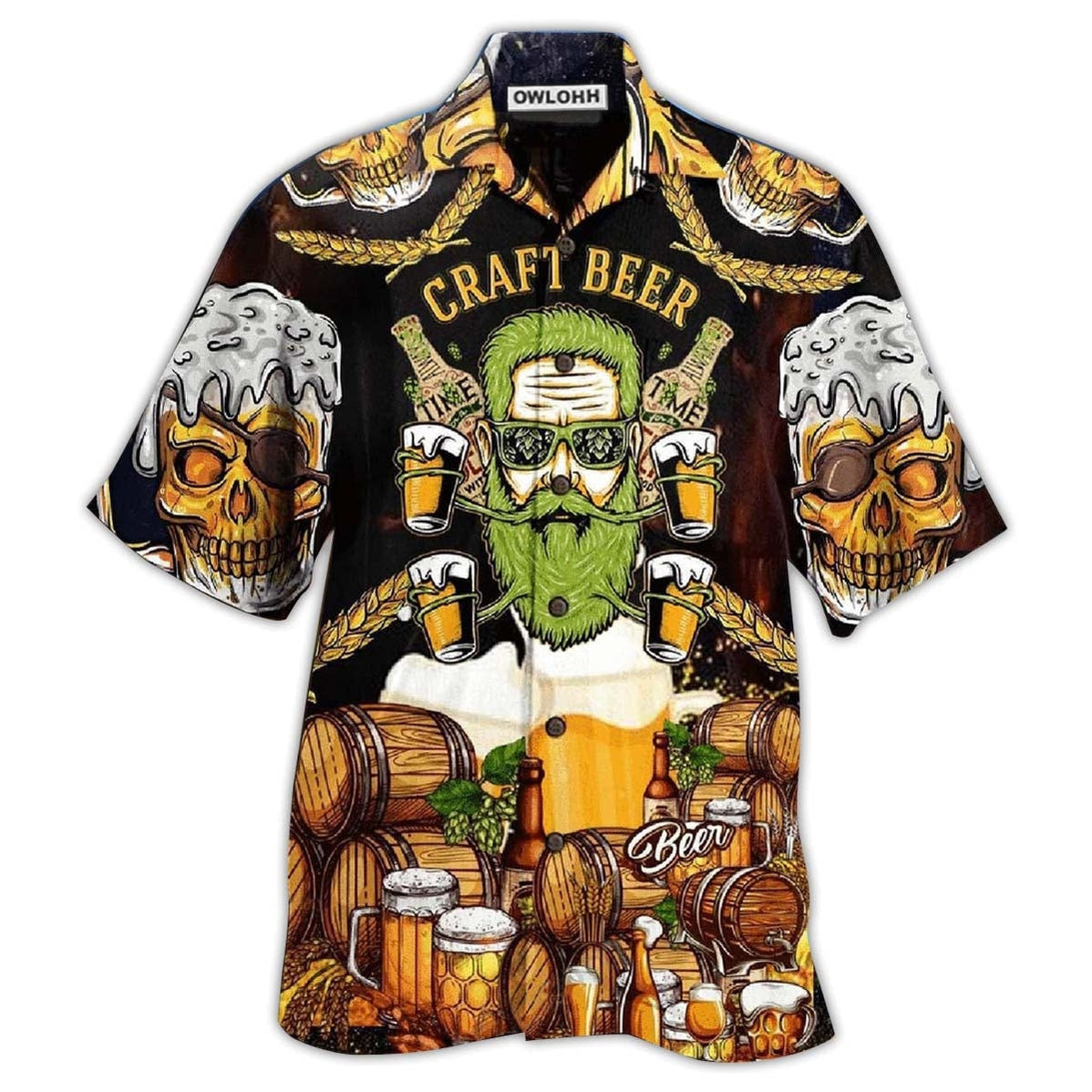 Hawaiian Shirt / Adults / S Beer Skull Craft Beer - Hawaiian Shirt - Owls Matrix LTD