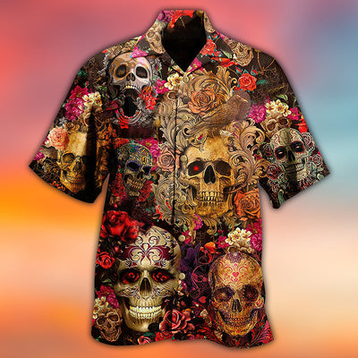 Skull Day Of The Dead Floral - Hawaiian Shirt - Owls Matrix LTD