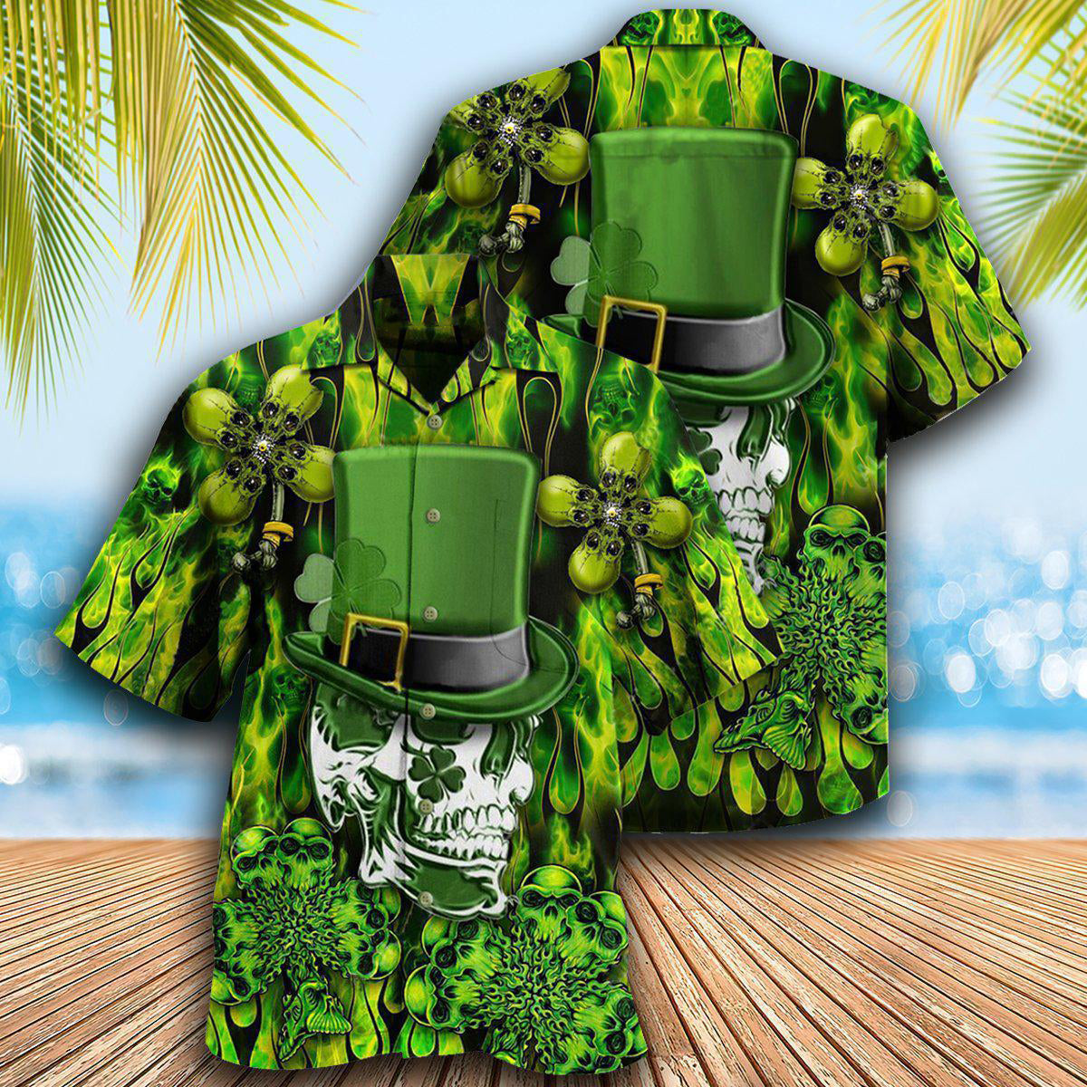 Irish Skull Enjoys Saint Patricks Day - Hawaiian Shirt - Owls Matrix LTD