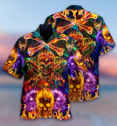 Skull Fire Angry - Hawaiian Shirt - Owls Matrix LTD
