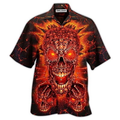 Hawaiian Shirt / Adults / S Skull Fire Love Red Smile - Hawaiian Shirt - Owls Matrix LTD