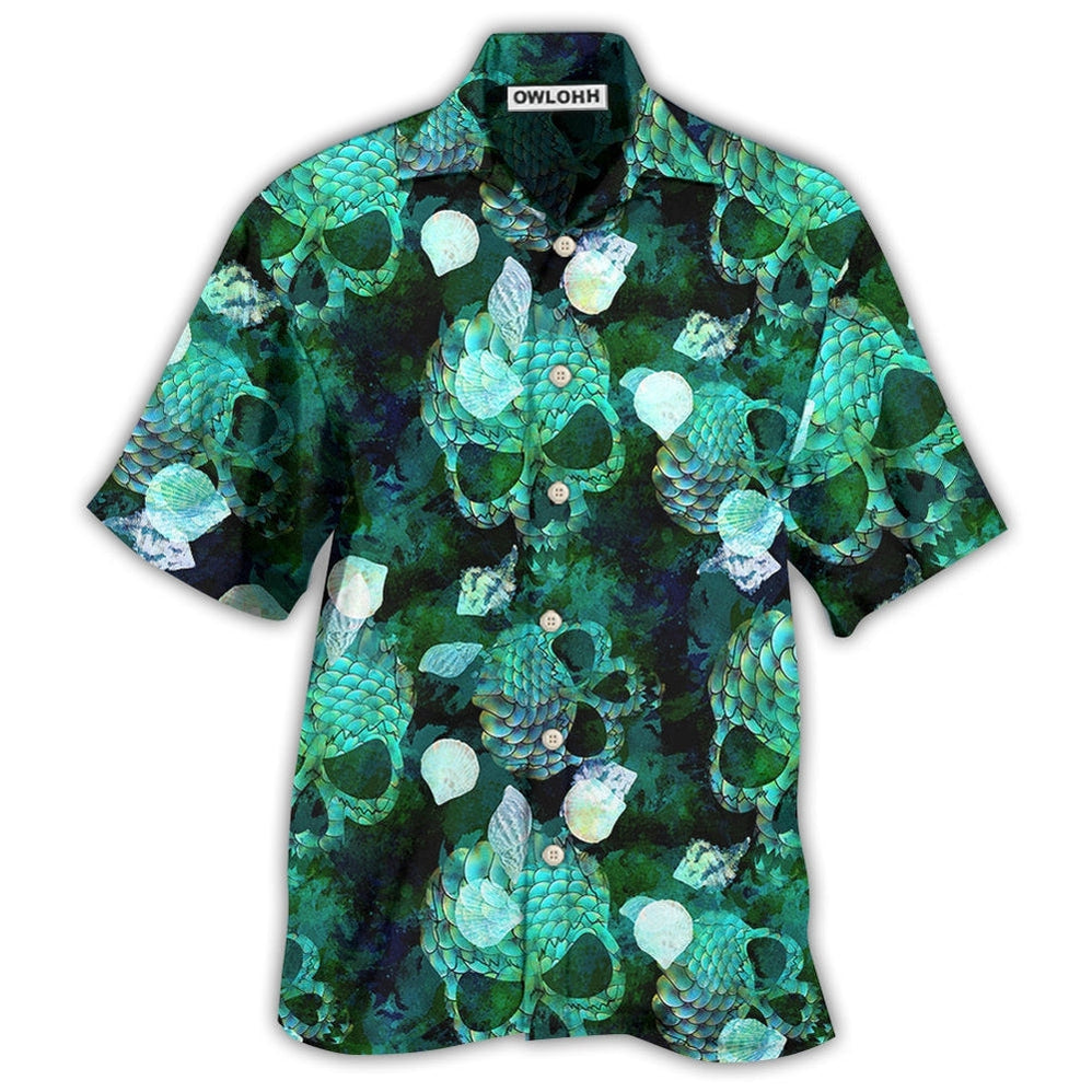 Hawaiian Shirt / Adults / S Skull Fish Green Style - Hawaiian Shirt - Owls Matrix LTD