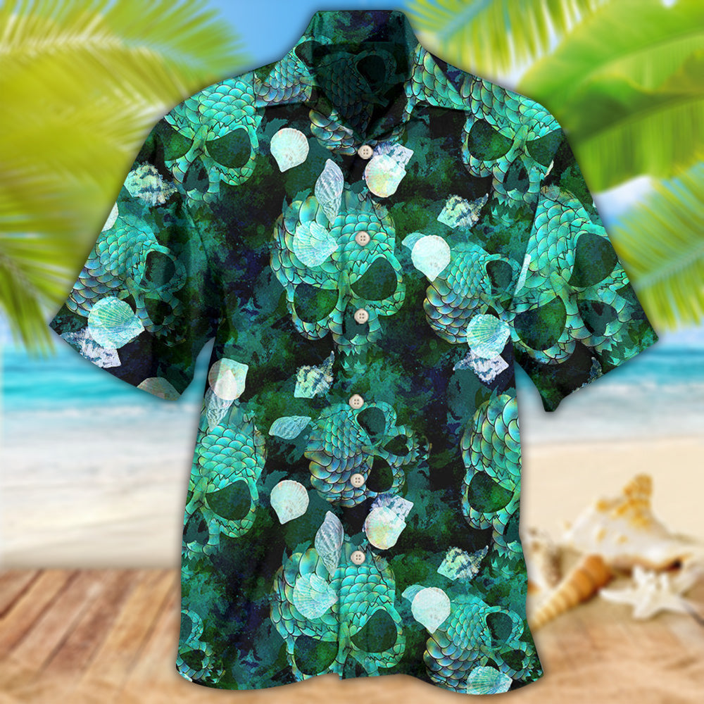 Skull Fish Green Style - Hawaiian Shirt - Owls Matrix LTD