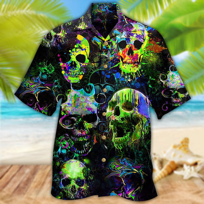 Skull Green Color Splash - Hawaiian Shirt - Owls Matrix LTD