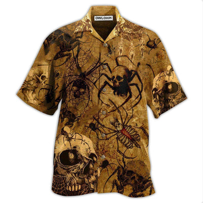 Hawaiian Shirt / Adults / S Skull Im Only Here For The Spiders - Hawaiian Shirt - Owls Matrix LTD