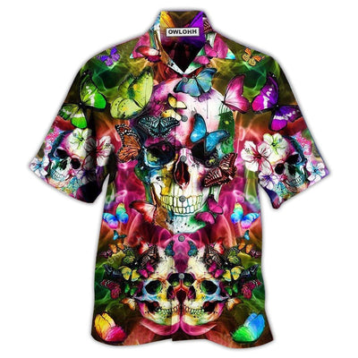 Hawaiian Shirt / Adults / S Skull Love Life Cool Floral - Hawaiian Shirt - Owls Matrix LTD