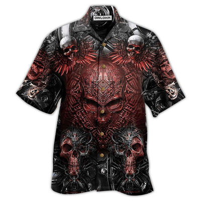 Hawaiian Shirt / Adults / S Skull Metal Style Angry - Hawaiian Shirt - Owls Matrix LTD