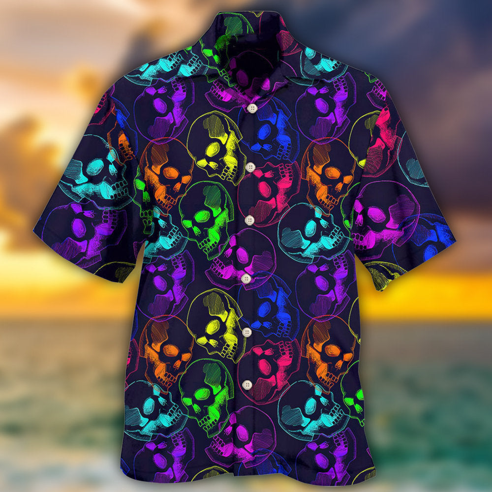 Skull Neon Big Cool - Hawaiian Shirt - Owls Matrix LTD