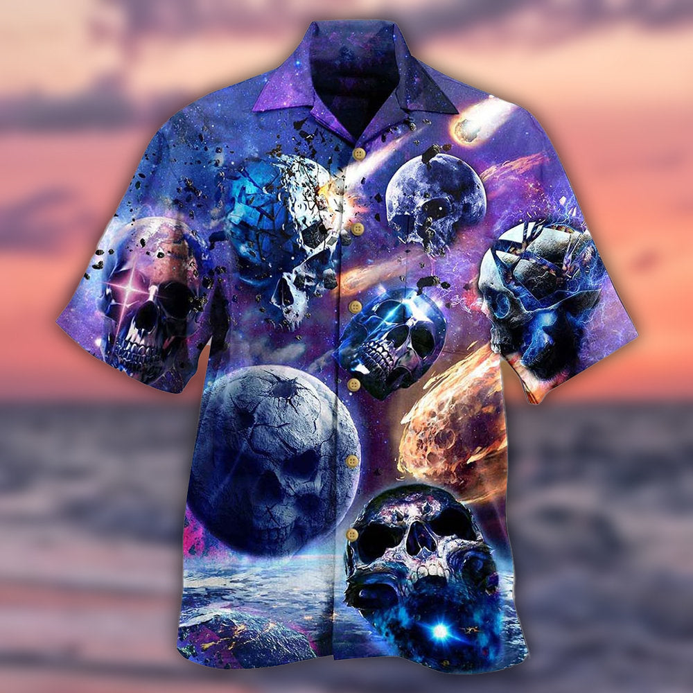 Skull Planet Galaxy - Hawaiian Shirt - Owls Matrix LTD