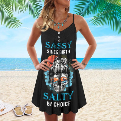 Skull Sassy Skull Salty By Choice - Summer Dress - Owls Matrix LTD