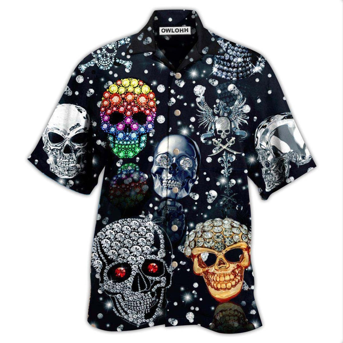 Hawaiian Shirt / Adults / S Skull Shiny Diamond - Hawaiian Shirt - Owls Matrix LTD