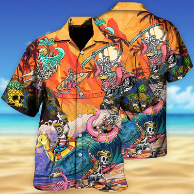 Skull Style On The Colorful Wave - Hawaiian Shirt - Owls Matrix LTD