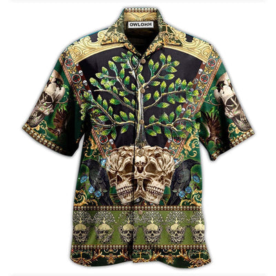Hawaiian Shirt / Adults / S Skull Trees Style Love Green Cool - Hawaiian Shirt - Owls Matrix LTD