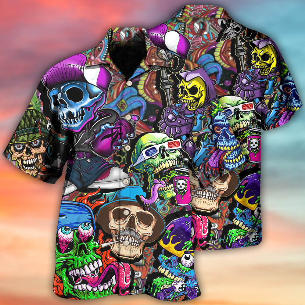 Skull Colorful Mix - Hawaiian Shirt - Owls Matrix LTD