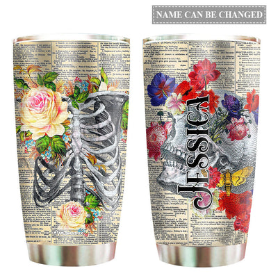 20OZ Skull And Flowers In My Mind Personalized - Tumbler - Owls Matrix LTD
